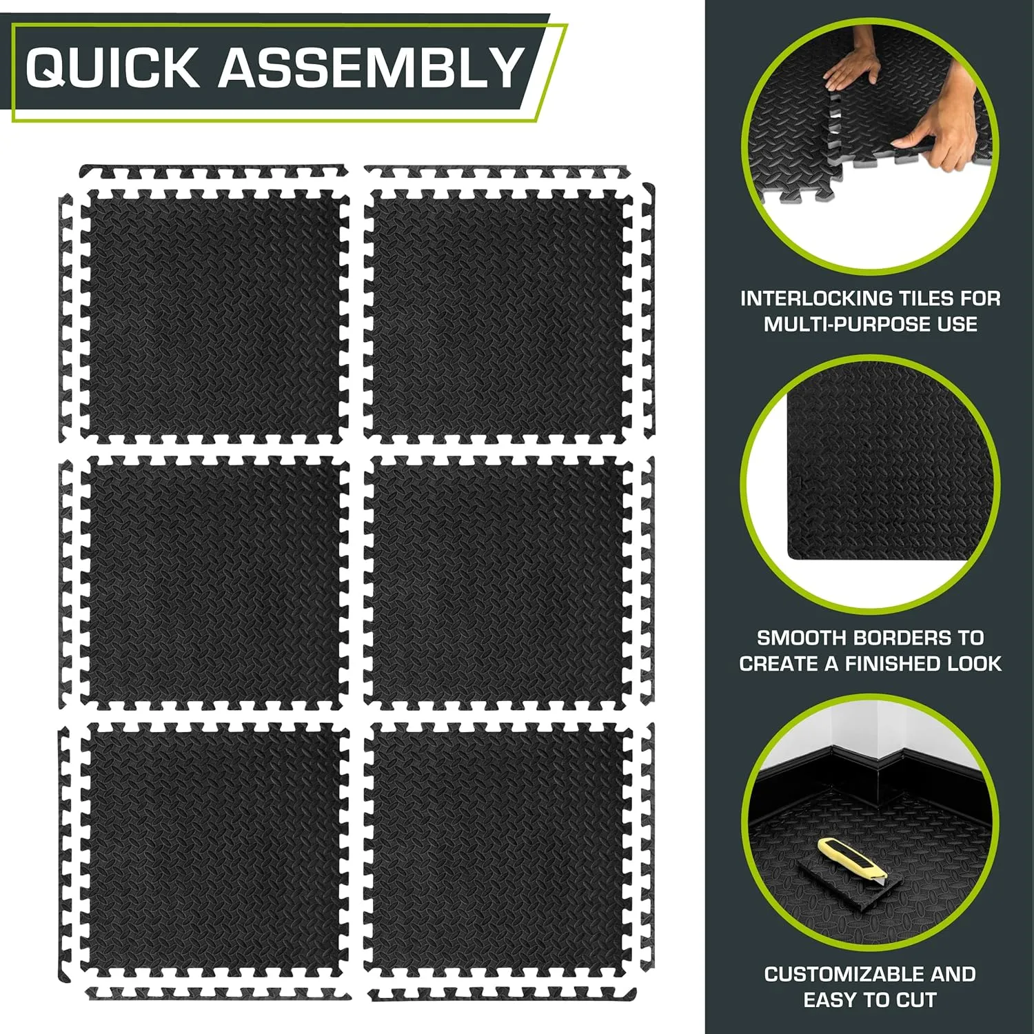 ProsourceFit Puzzle Exercise Mat ½ in, EVA Interlocking Foam Floor Tiles for Home Gym, Mat for Home Workout Equipment, Floor Padding for Kids, Cream, 24 in x 24 in x ½ in, 24 Sq Ft - 6 Tiles