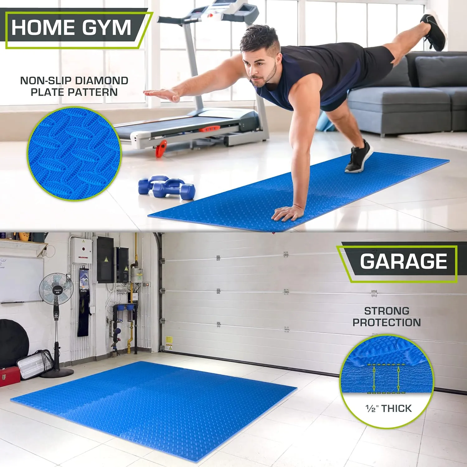 ProsourceFit Puzzle Exercise Mat ½ in, EVA Interlocking Foam Floor Tiles for Home Gym, Mat for Home Workout Equipment, Floor Padding for Kids, Grey, 24 in x 24 in x ½ in, 144 Sq Ft - 36 Tiles