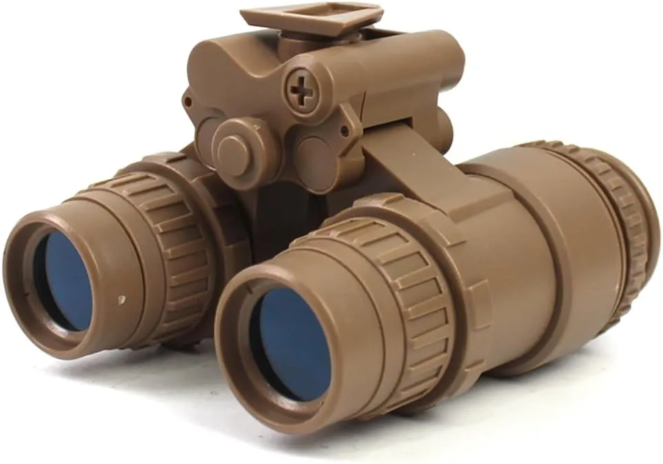 PVS15 Night Vision Goggles Dummy Model With Mount, No Function Binocular for Tactical Helmet NVG Mount, CS Game, Cosplay Prop (Tan)