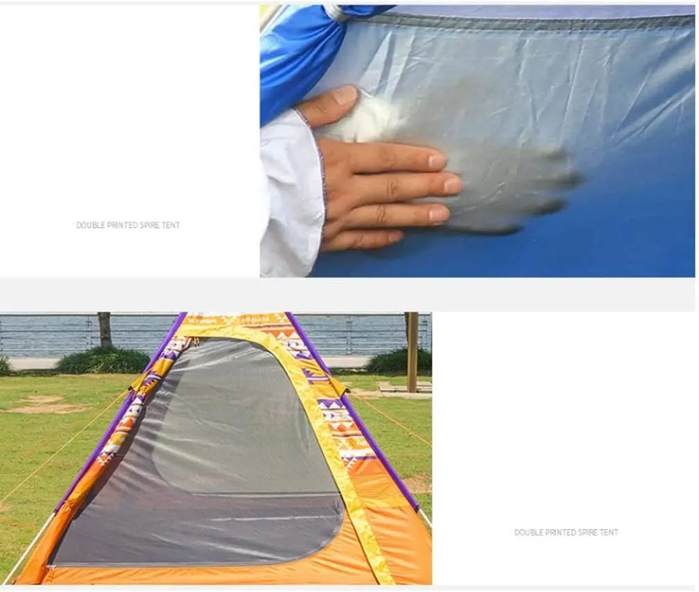 Pyramid Shape Tent 3 Person Easy Set Up Waterproof Sunscreen Coating Aluminum Rod Instant Outdoor Tent Tents for Camping (Orange 220 * 220 * 180cm)
