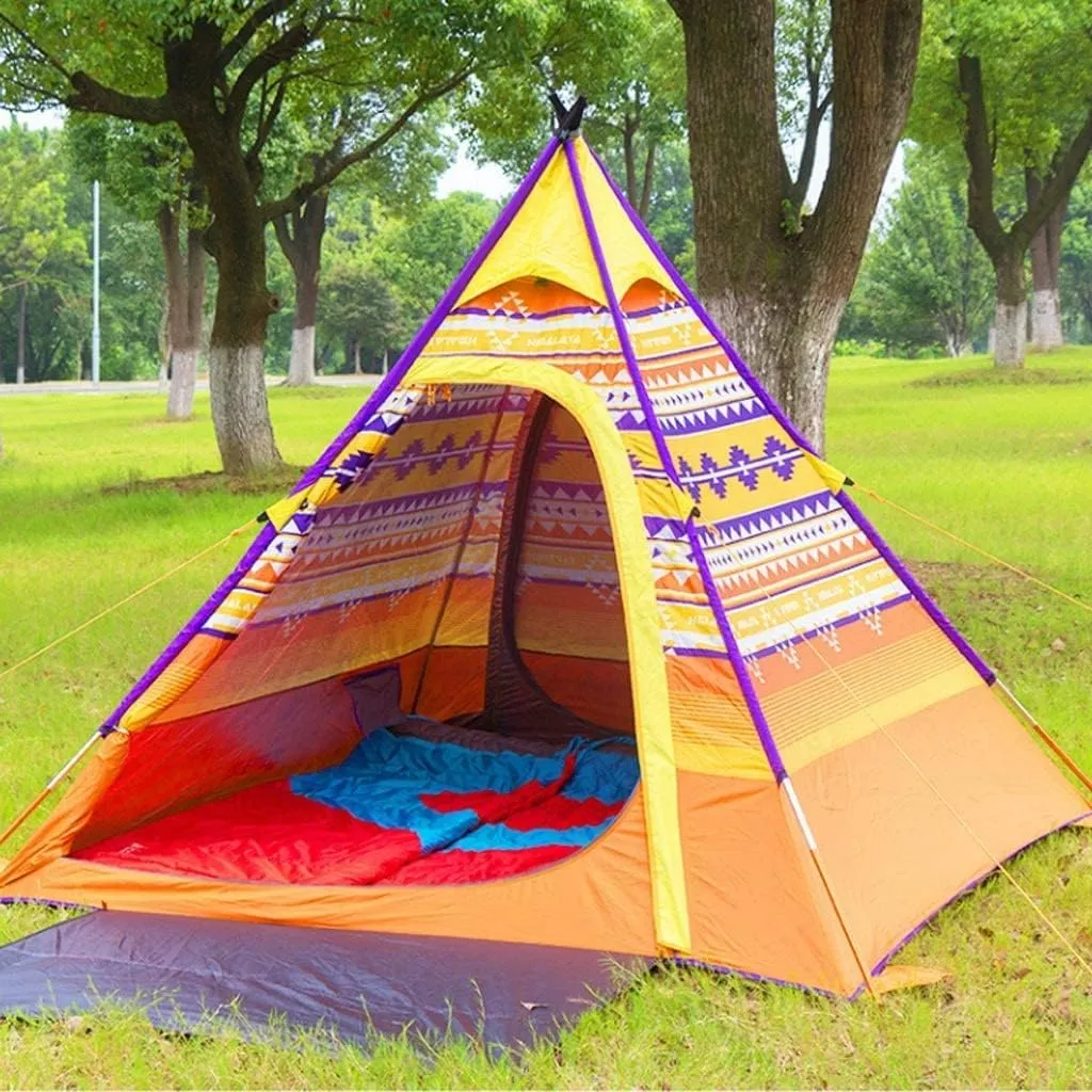 Pyramid Shape Tent 3 Person Easy Set Up Waterproof Sunscreen Coating Aluminum Rod Instant Outdoor Tent Tents for Camping (Orange 220 * 220 * 180cm)
