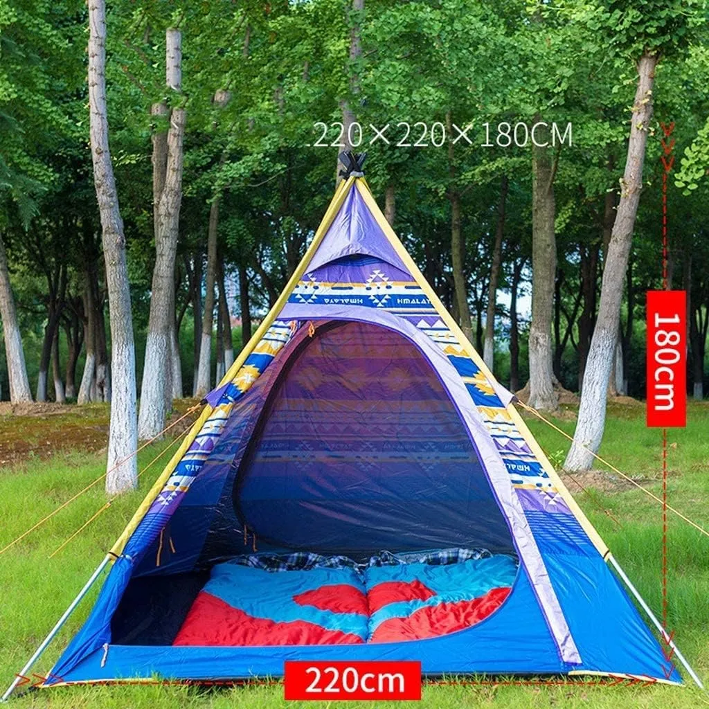 Pyramid Shape Tent 3 Person Easy Set Up Waterproof Sunscreen Coating Aluminum Rod Instant Outdoor Tent Tents for Camping (Orange 220 * 220 * 180cm)