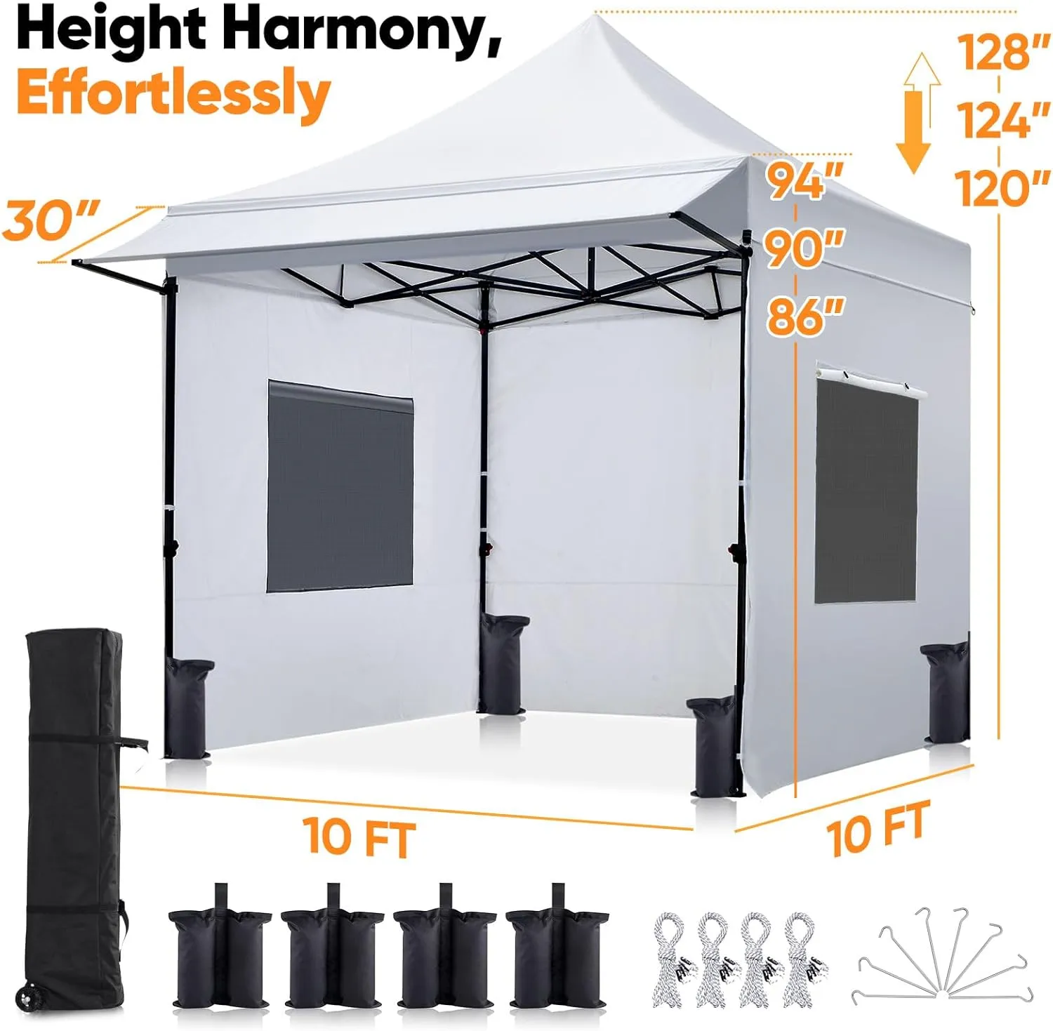 Quictent 10'x10' Heavy Duty Pop up Canopy Tent with Sidewalls, Commercial Grade Instant Shelter with Wheeled Bag for Outdoor, Parties, Markets, 600D Silver Coated UPF 50  Sun Shield