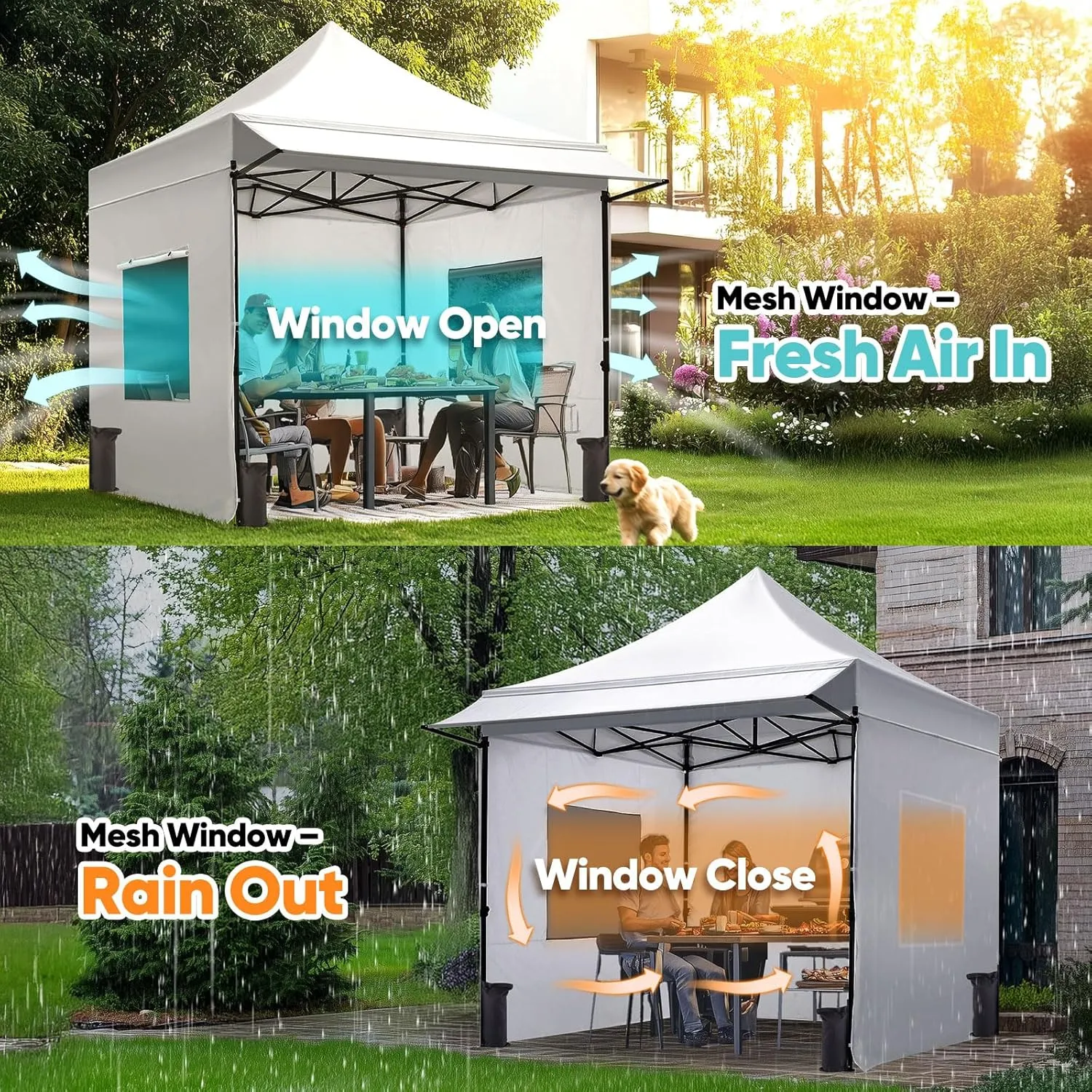 Quictent 10'x10' Heavy Duty Pop up Canopy Tent with Sidewalls, Commercial Grade Instant Shelter with Wheeled Bag for Outdoor, Parties, Markets, 600D Silver Coated UPF 50  Sun Shield
