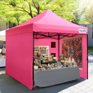 Quictent 10'x10' Heavy Duty Pop up Canopy Tent with Sidewalls, Commercial Grade Instant Shelter with Wheeled Bag for Outdoor, Parties, Markets, 600D Silver Coated UPF 50  Sun Shield