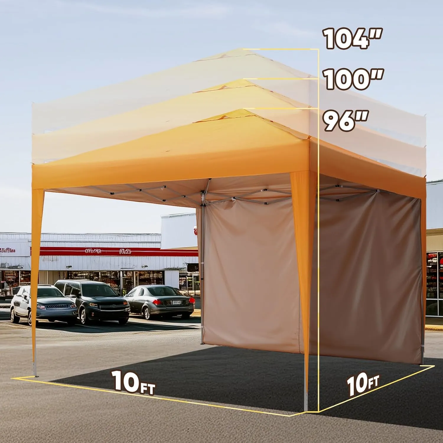 Quictent 10x10 Pop Up Canopy Tent with 1 Sidewall, Instant Setup Gazebo for 1 Person, Portable & Compact, Waterproof & UV Protection, Ideal for Camping, Beach, Parties, and Outdoor Events