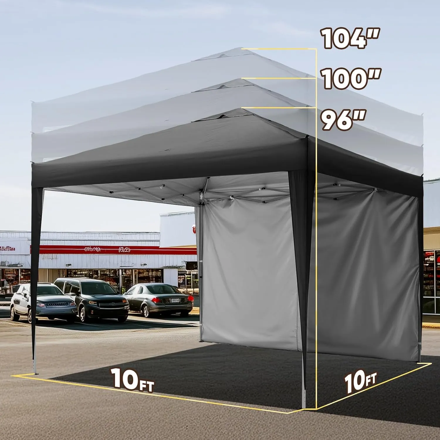 Quictent 10x10 Pop Up Canopy Tent with 1 Sidewall, Instant Setup Gazebo for 1 Person, Portable & Compact, Waterproof & UV Protection, Ideal for Camping, Beach, Parties, and Outdoor Events