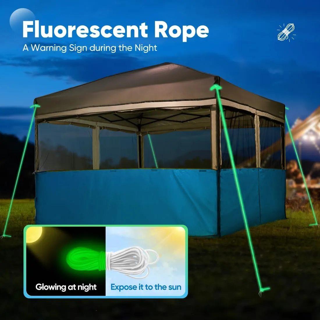 Quictent 10'x10' Pop up Canopy Tent with Sidewalls, 2 in 1 Screened Canopy with Roll-up Mesh Window Sidewalls, One Person Set up Canopy for Camping, Backyard and Outdoor Events (Grey&Blue, 10'x10')