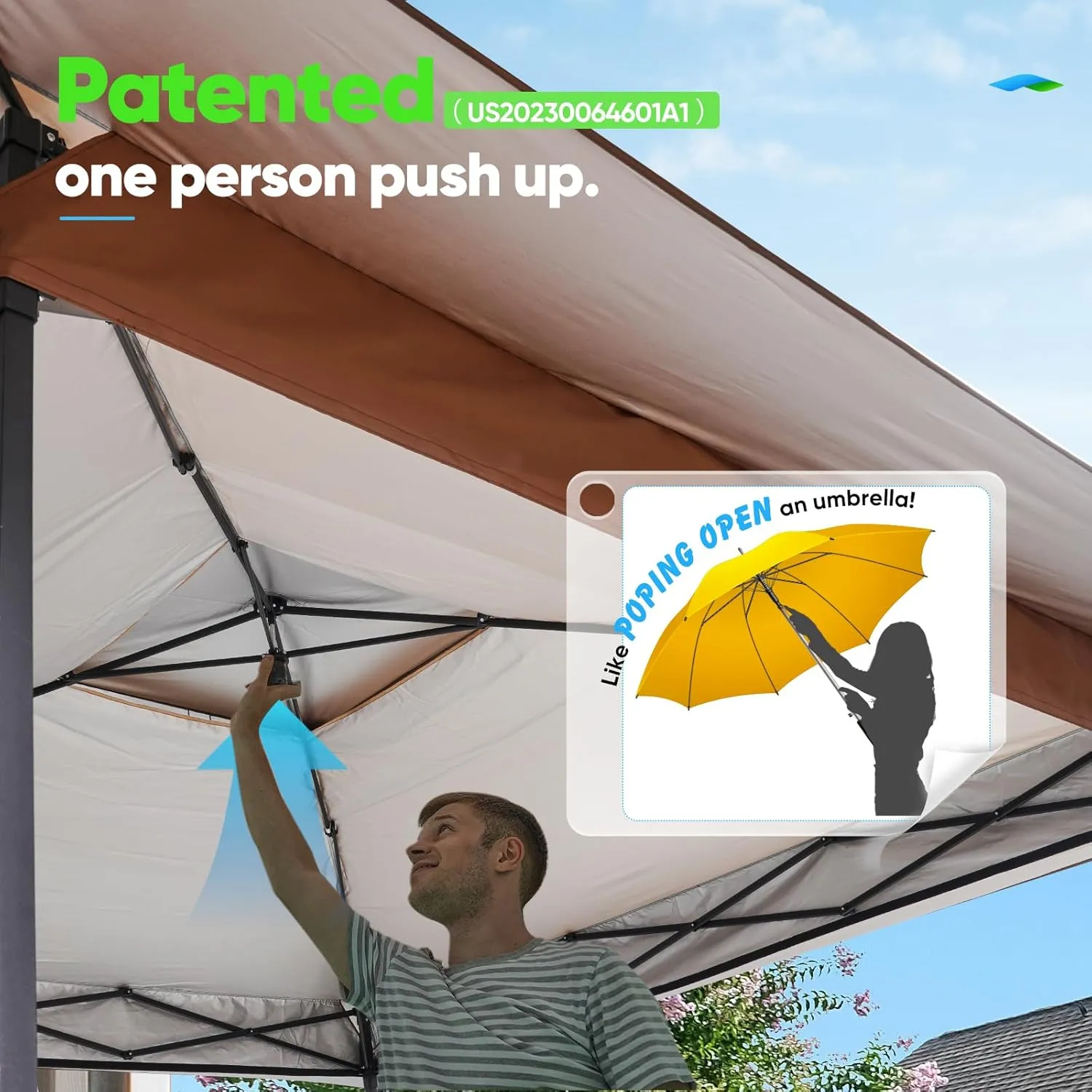 Quictent 13'x13' Pop up Gazebo Canopy Tent, One Person Set up Portable Instant Folding Shelter, Outdoor Canopy Tent with Extra Shade for Backyard, Patio, Party - Khaki