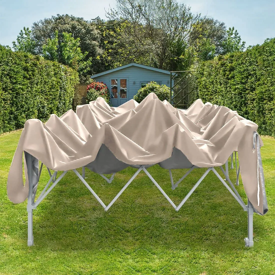 Quictent No-Side 10' x 20' Heavy Duty Pop Up Canopy-Beige