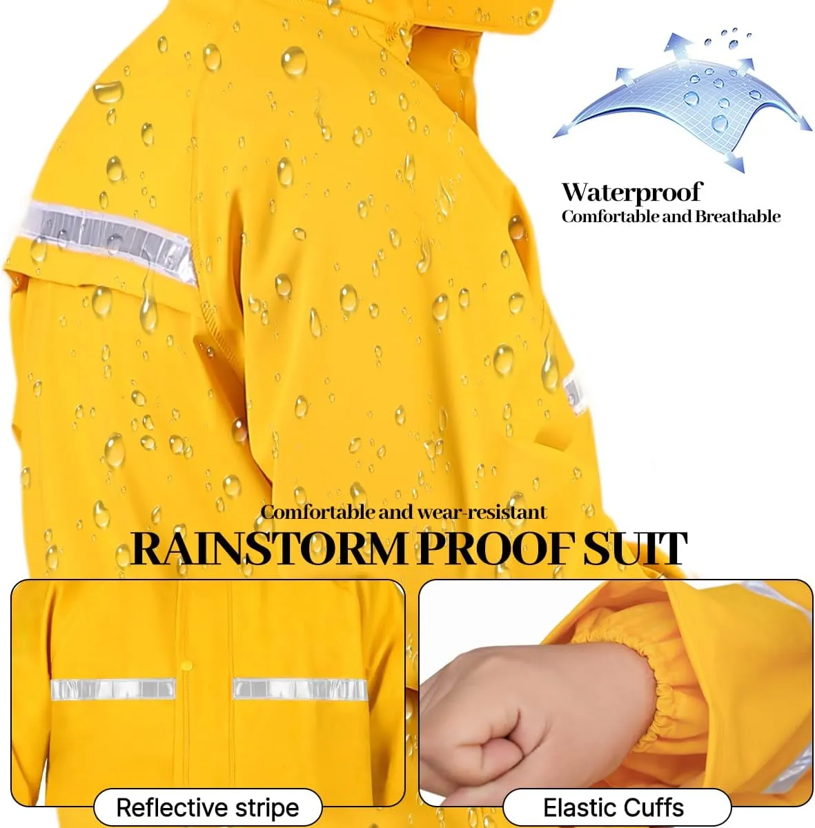 Rain Suit for Men & Women, Heavy Duty Rain Suits, Waterproof Rain Gear, Rain Coats with Eye-Catching Reflective Strip