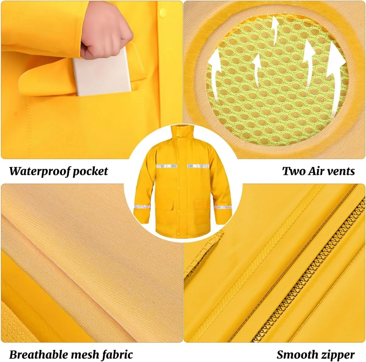 Rain Suit for Men & Women, Heavy Duty Rain Suits, Waterproof Rain Gear, Rain Coats with Eye-Catching Reflective Strip