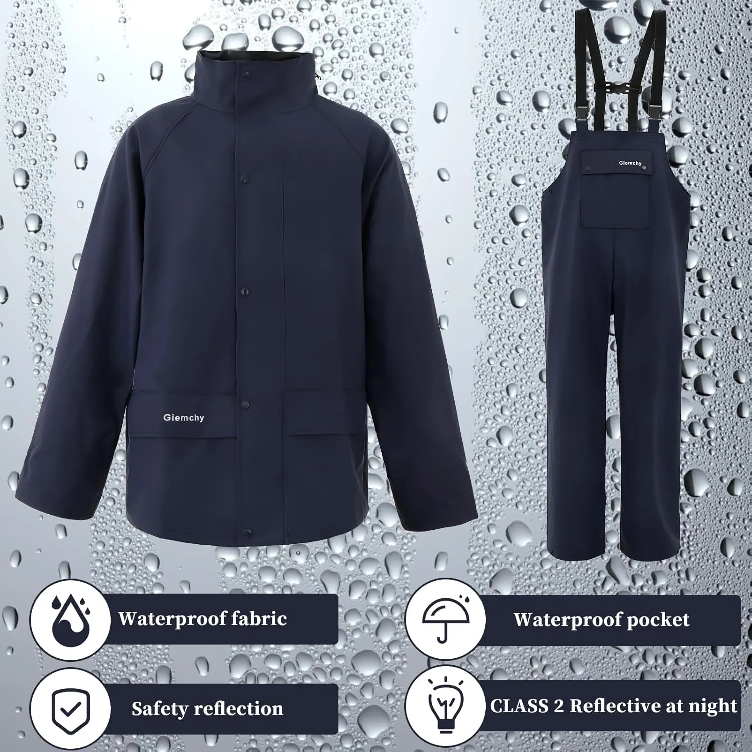 Rain Suit For Men & Women Waterproof Heavy Duty Rain Gear Outdoor Work Fishing Jacket & Trouser Breathable Raincoats