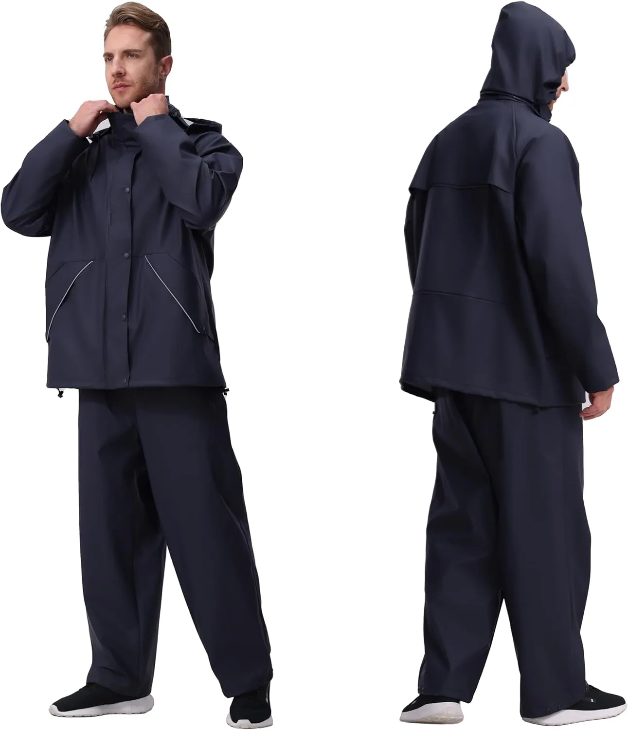 Rain Suit for Men Heavy Duty Workwear Waterproof Jacket with Pants 3 Pieces