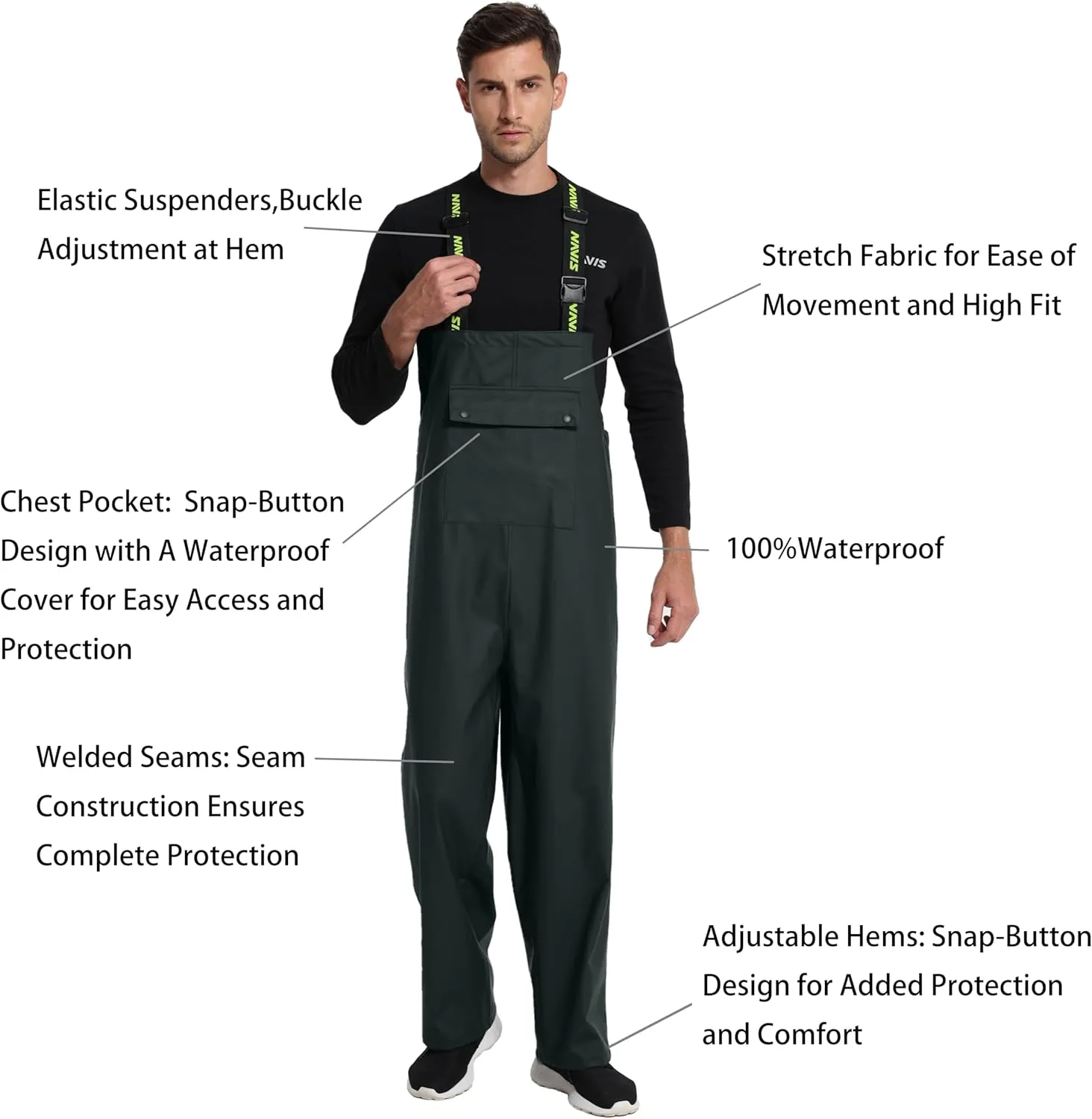 Rain Suit for Men Heavy Duty Workwear Waterproof Jacket with Pants 3 Pieces