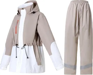 Rain Suit for Women, Waterproof Rain Jacket & Trouser with Reflective Srtip, Rain Gear for All-Sport Anti-storm