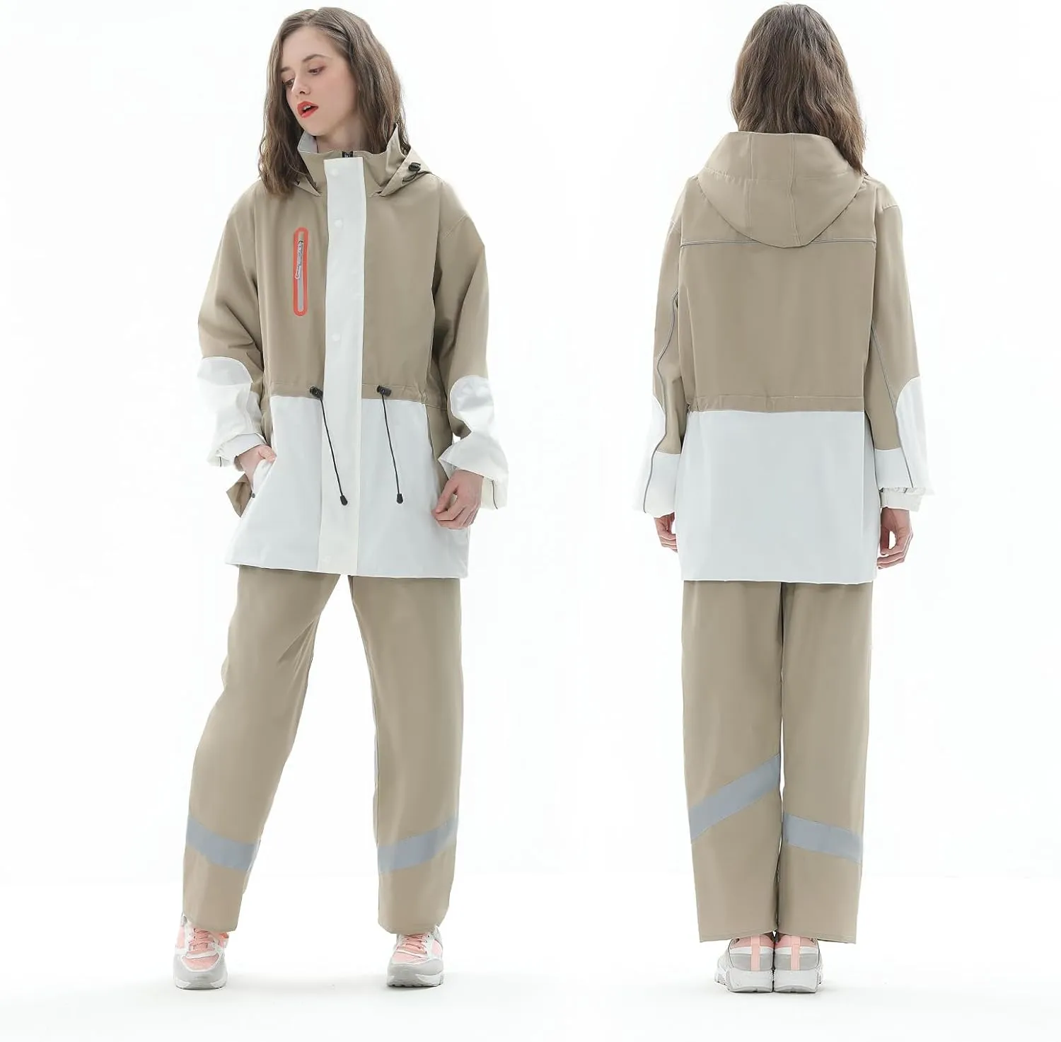 Rain Suit for Women, Waterproof Rain Jacket & Trouser with Reflective Srtip, Rain Gear for All-Sport Anti-storm