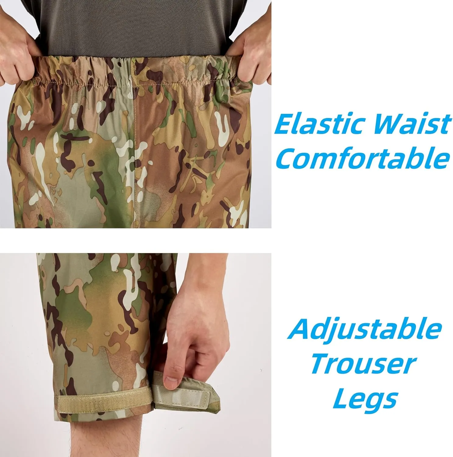 Rain Suit, Rain Gear for Men Waterproof, Camo Rain Jacket, Lightweight Rain Coat for Fishing, Hunting, Hiking