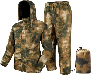 Rain Suit, Rain Gear for Men Waterproof, Camo Rain Jacket, Lightweight Rain Coat for Fishing, Hunting, Hiking