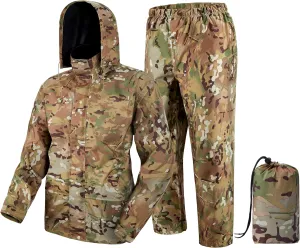 Rain Suit, Rain Gear for Men Waterproof, Camo Rain Jacket, Lightweight Rain Coat for Fishing, Hunting, Hiking