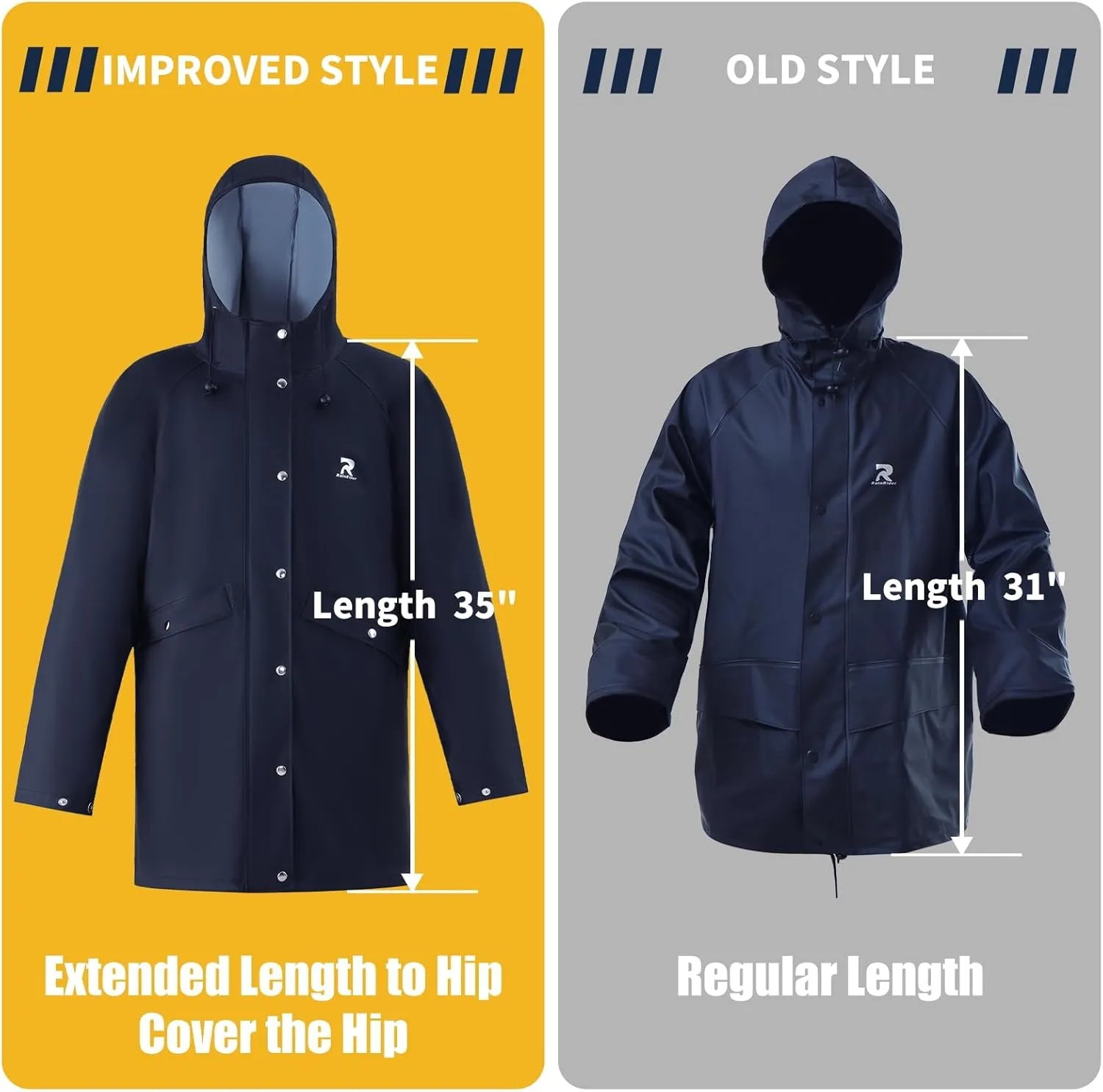 Rain Suits for Men Women Waterproof Heavy Duty Rain Gear Long Rain Jacket Coat & Pants