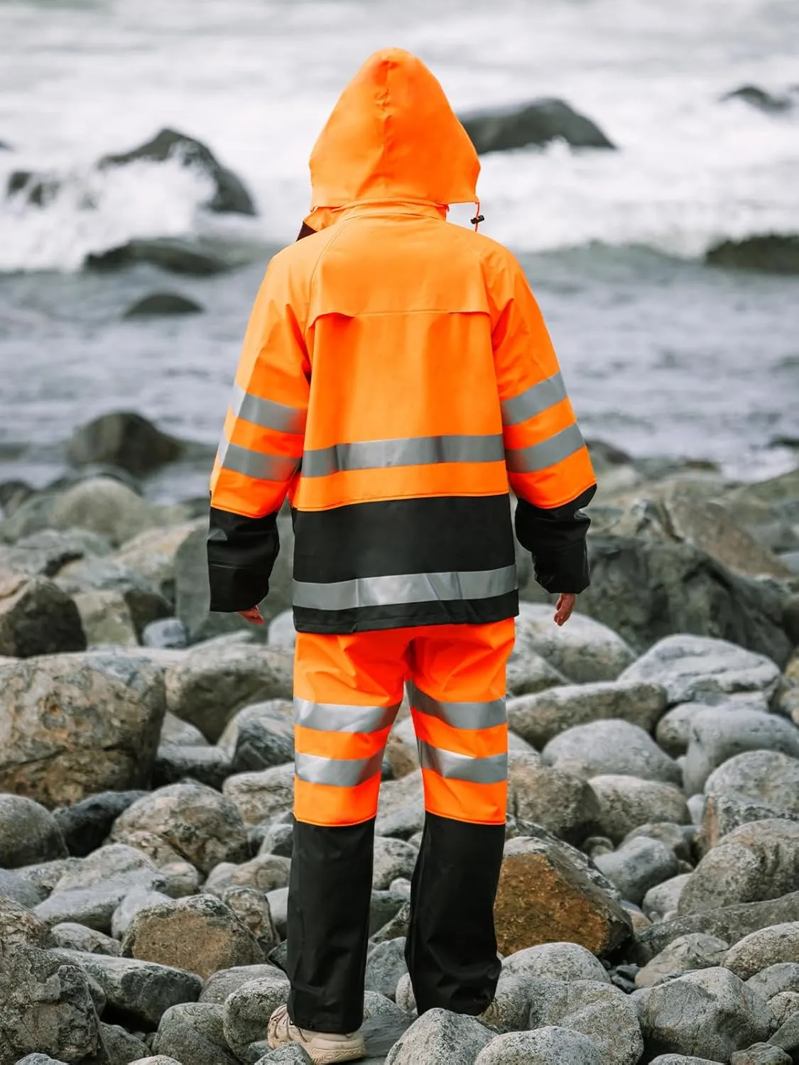 Rain Suits Waterproof for Men Women Heavy Duty Rain Gear High Visibility Reflective Jacket Bib Pants