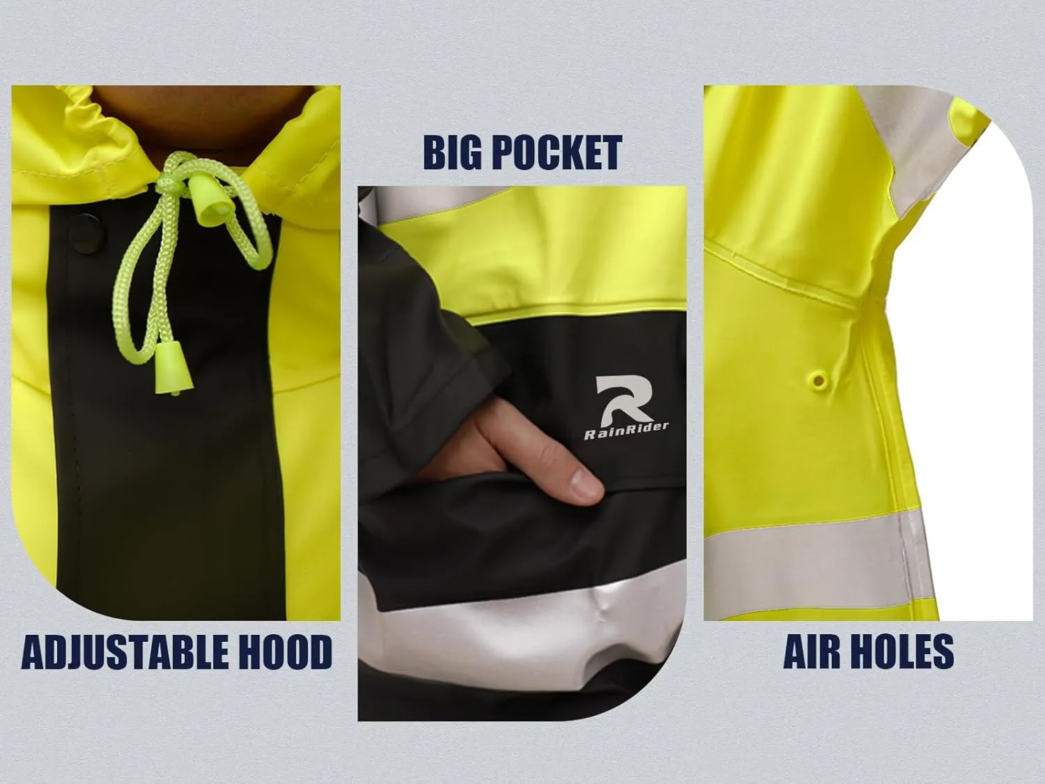 Rain Suits Waterproof for Men Women Heavy Duty Rain Gear High Visibility Reflective Jacket Bib Pants