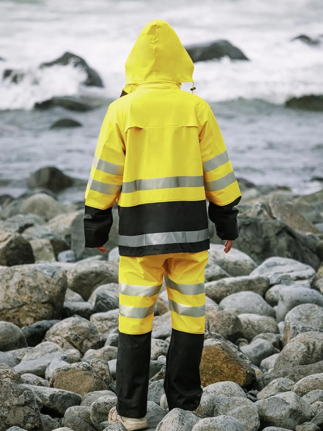 Rain Suits Waterproof for Men Women Heavy Duty Rain Gear High Visibility Reflective Jacket Bib Pants