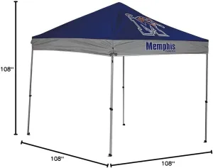Rawlings NCAA Instant Pop-Up Tailgate Canopy Tent, 9x9, Blue, Water Resistant, UPF 50 , 81 sq ft Shade, 74" Eave, 108" Peak, Alloy Steel Frame, Polyester Canopy, Tailgating, Outdoor Activities
