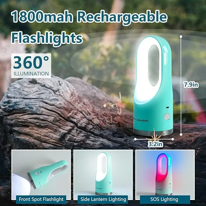 Rechargeable Spotlight Flashlight Portable Outdoor 1800mah Handheld U-Shape Lightweight Walking Lights 4 Modes Typr C Input for Home Walking Hiking Camping Fishing Emergency