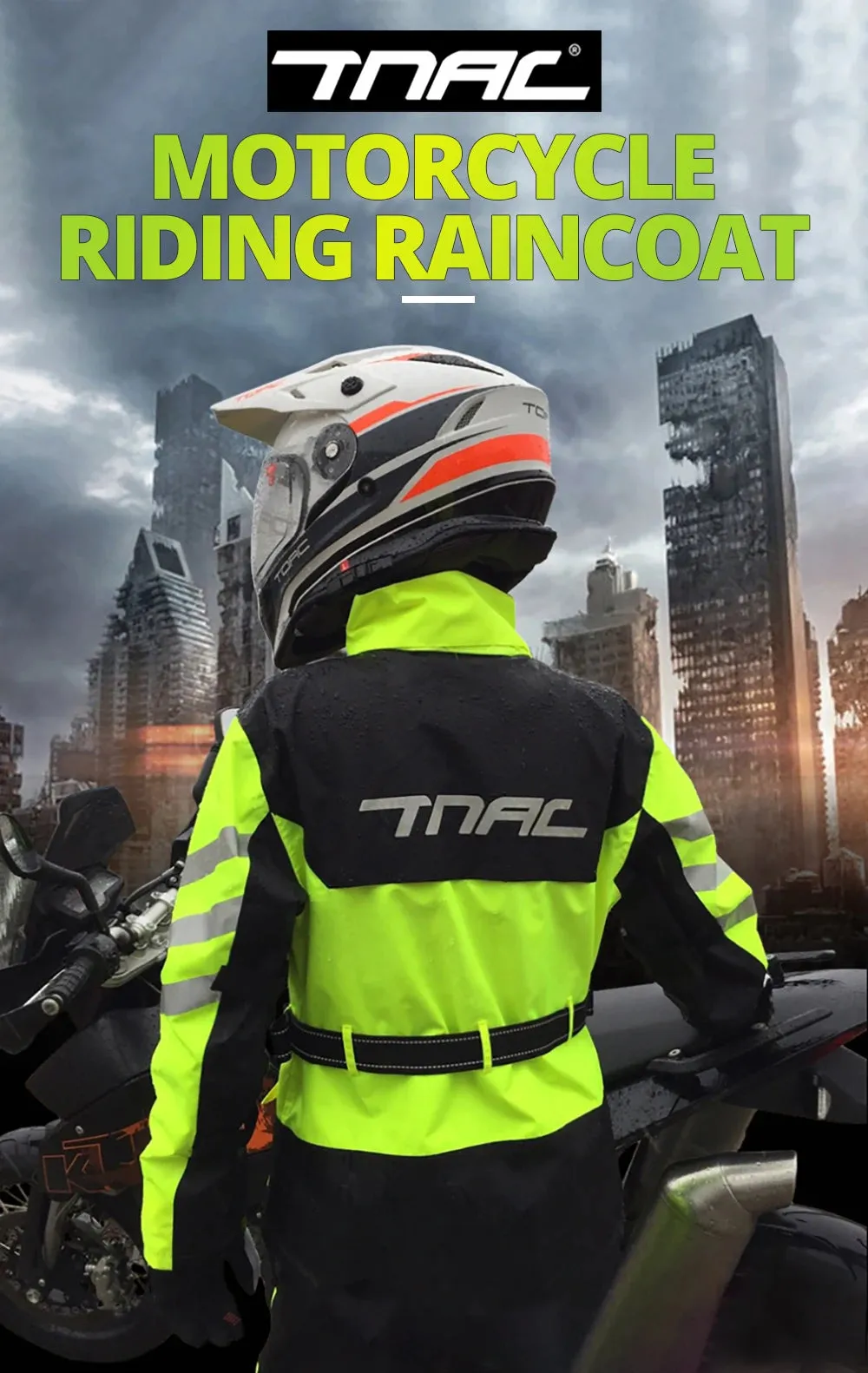 Reflective Waterproof Motorcycle Raincoat Suit