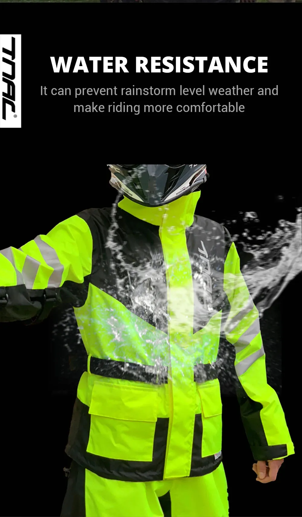 Reflective Waterproof Motorcycle Raincoat Suit
