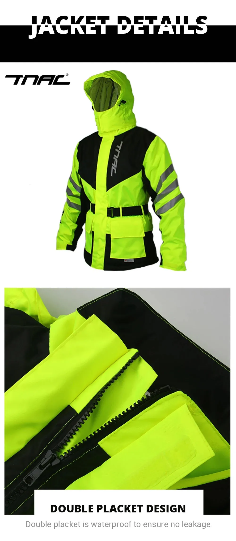Reflective Waterproof Motorcycle Raincoat Suit