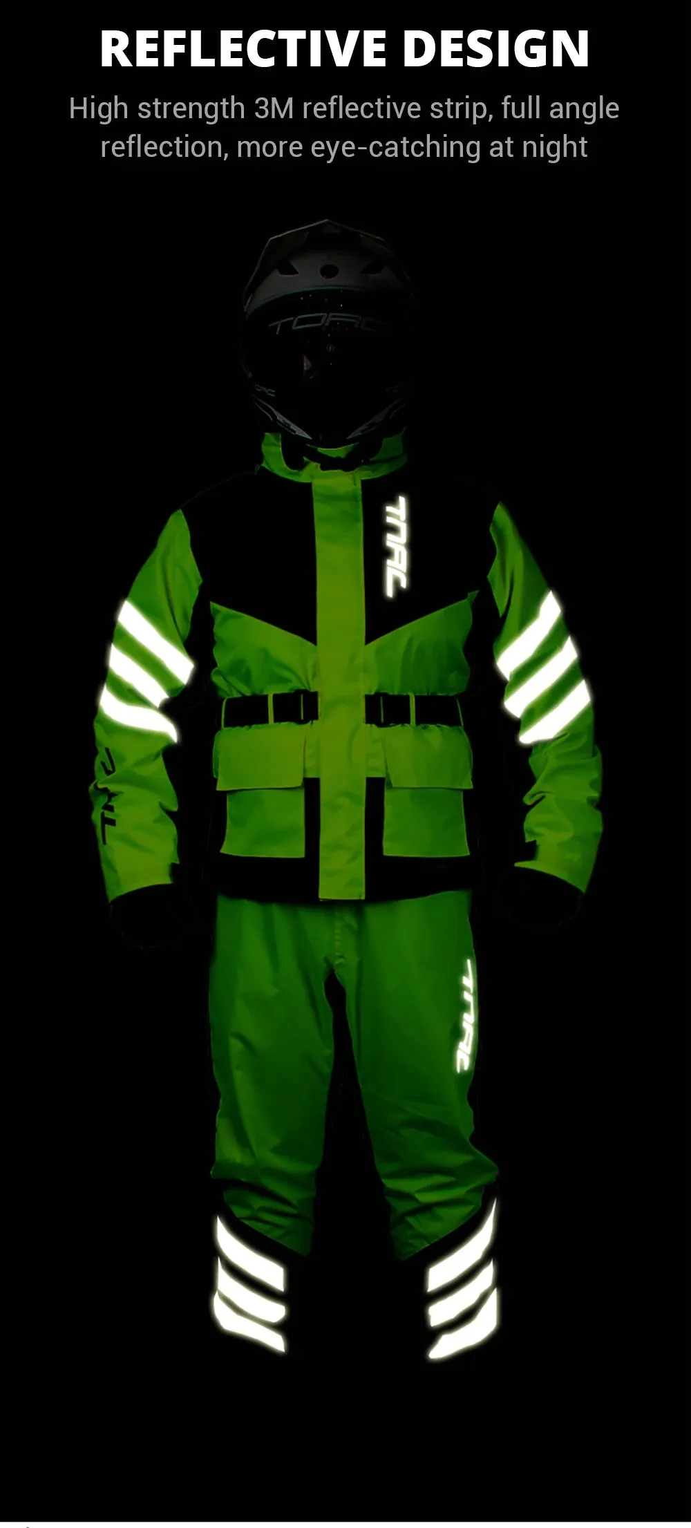 Reflective Waterproof Motorcycle Raincoat Suit