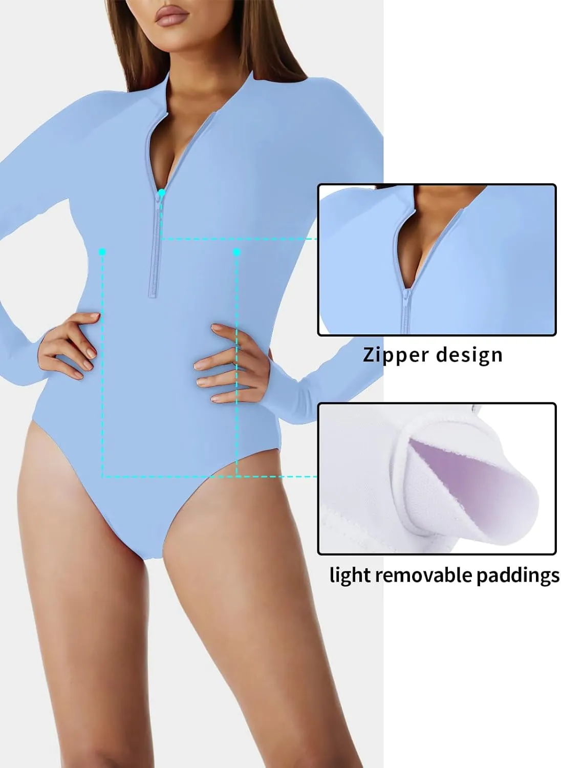 RELLECIGA Women's One Piece Swimsuits Long Sleeve Rash Guard UV Protection Surfing Swimsuit Bathing Suit