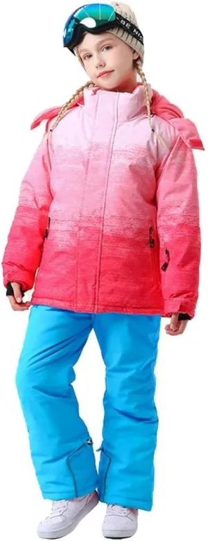RIUIYELE Kid Ski Suit Boys Girls Windproof Waterproof Ski Jacket and Pants Sets Winter Ski and Snowboarding Suit