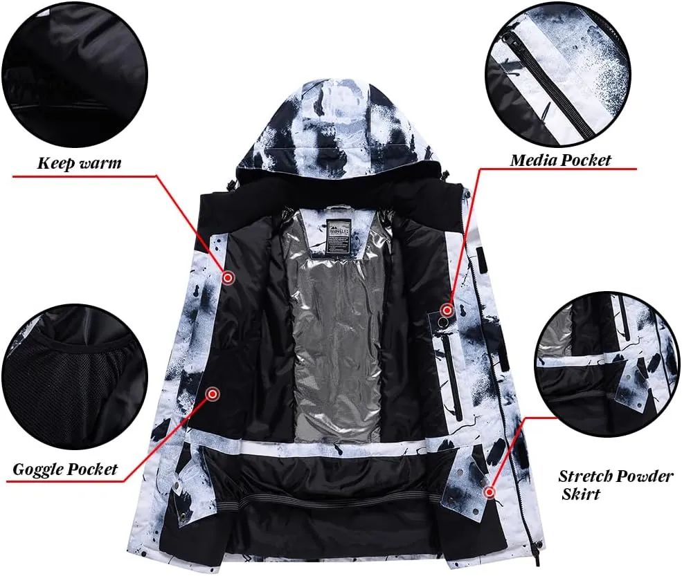 RIUIYELE Men's Ski Jacket and Pants Set Insulated Waterproof Snowsuits Winter Warm Outdoor Skiing Snowboard Jackets for Men