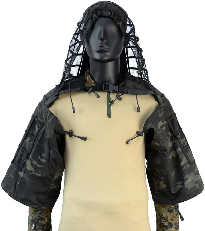 ROCOTACTICAL Sniper Ghillie Suit Foundation, Ripstop, Ghillie Viper Hood, Camouflage Sniper Coat
