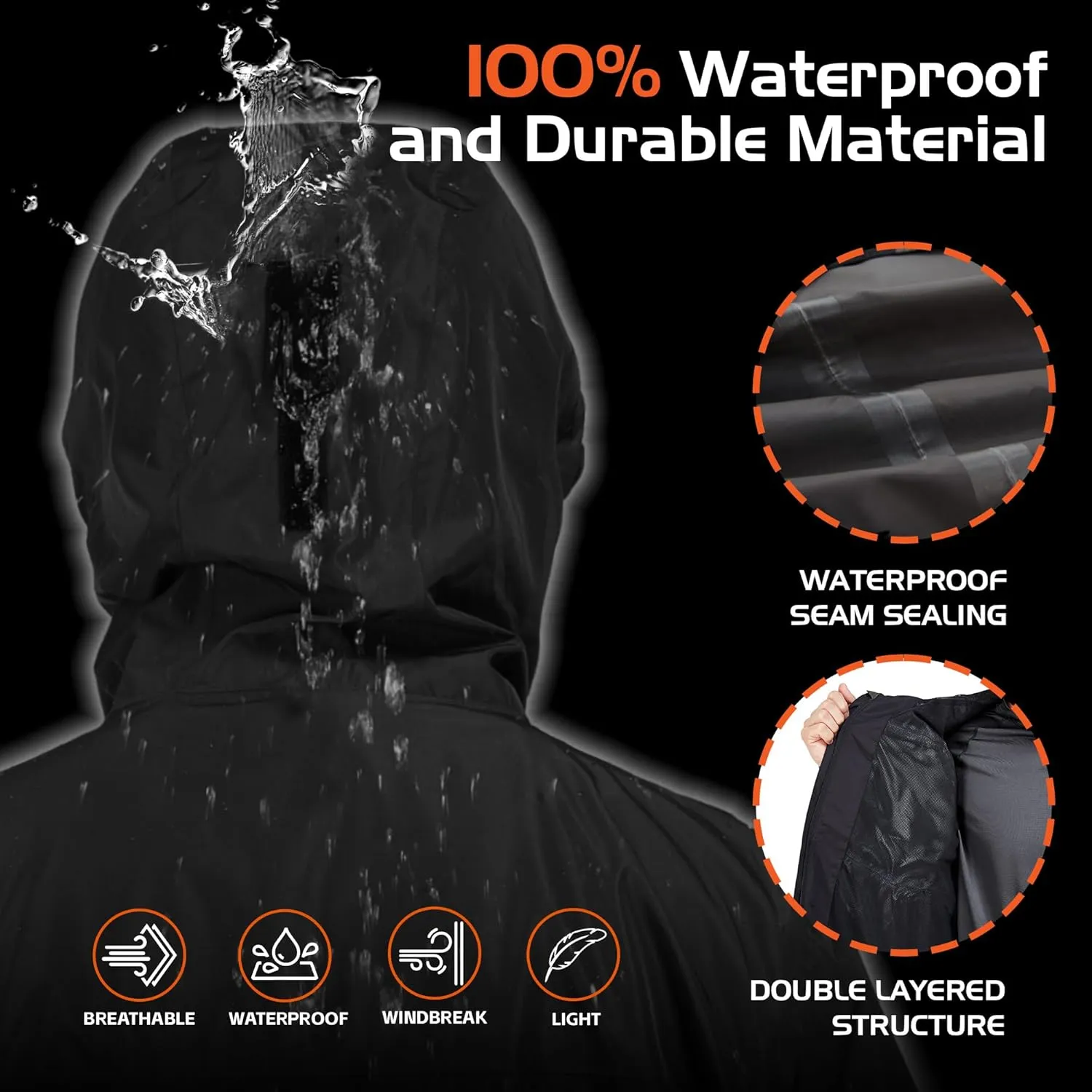 Rodeel Waterproof Fishing Rain Coat and Pant Suit for Men Outdoor Hiking (Rain Gear Jacket & Trouser Suit)