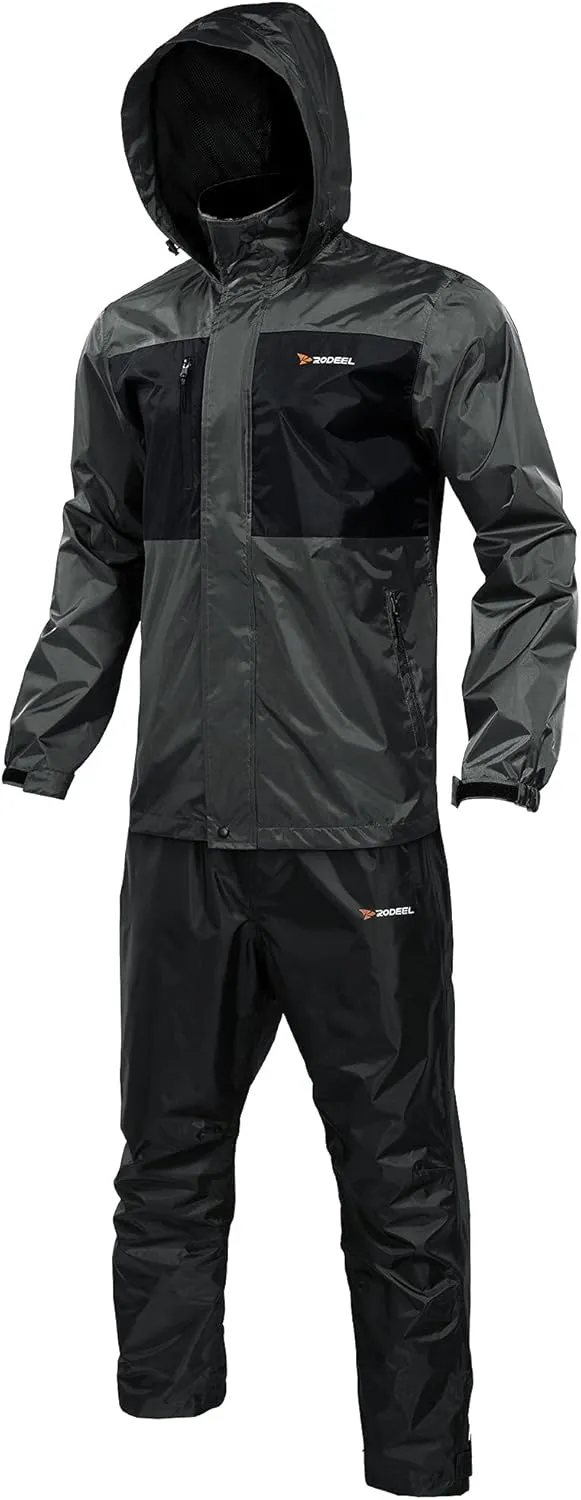 Rodeel Waterproof Fishing Rain Suit for Men (Rain gear Jacket & Trouser Suit)