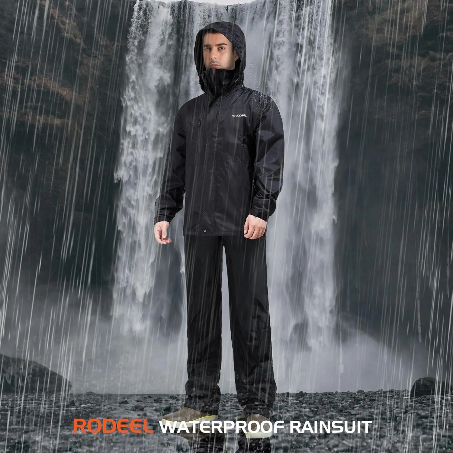 Rodeel Waterproof Fishing Rain Suit for Men (Rain gear Jacket & Trouser Suit)