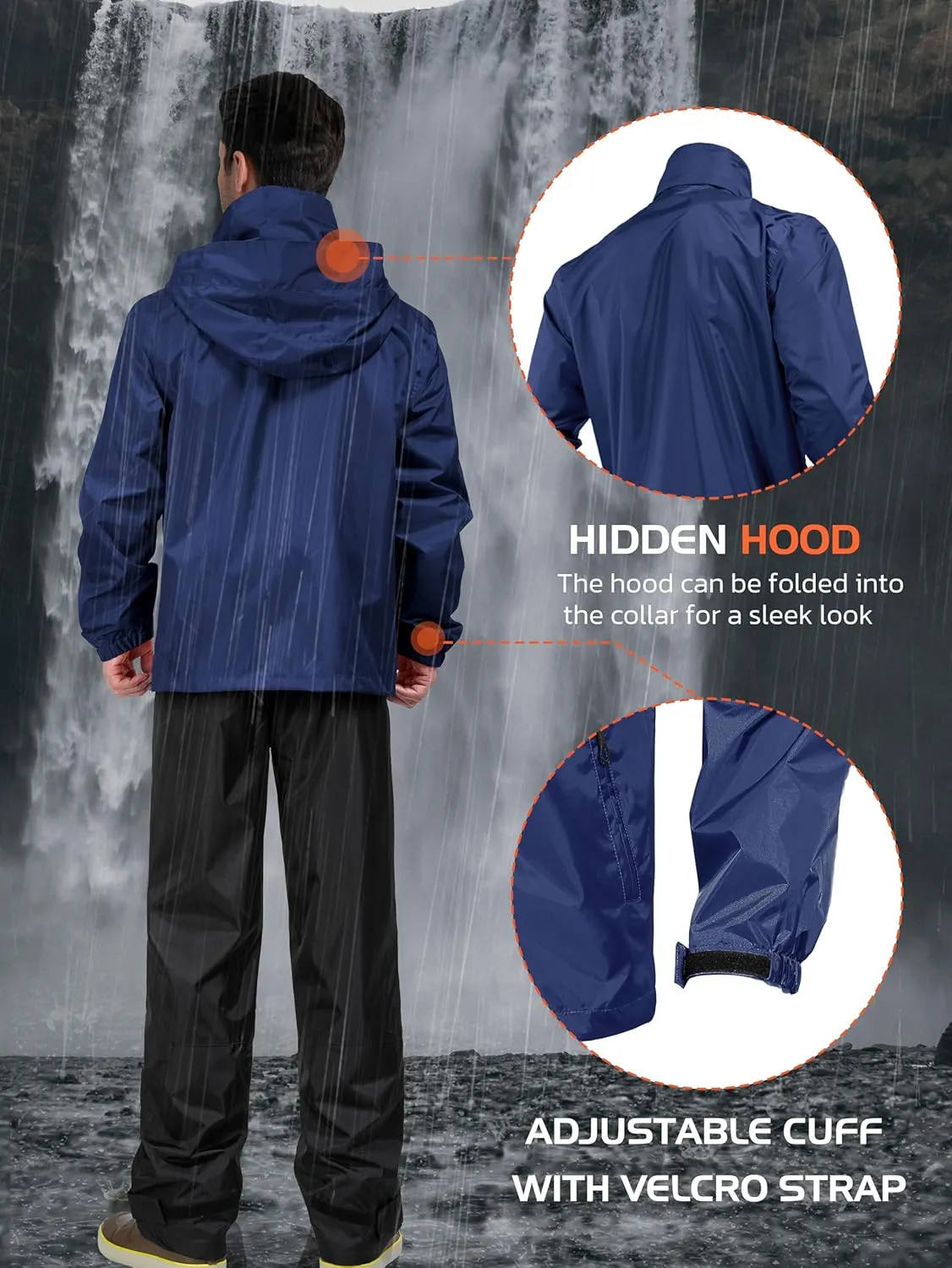Rodeel Waterproof Fishing Rain Suit for Men (Rain gear Jacket & Trouser Suit)