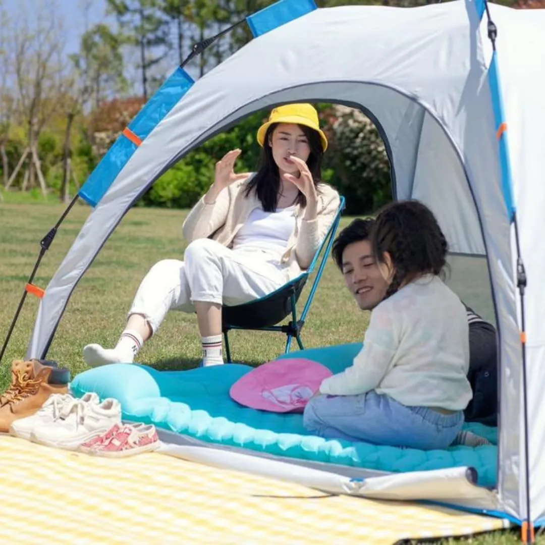 ROFFT Camping Tent, 3 Person Instant Pop Up Tent Water Resistant Three Layer Automatic Dome Tent, Large Lightweight 2 Seasons, Backpacking Tent for camping and beach Extensible Porch two mesh doors
