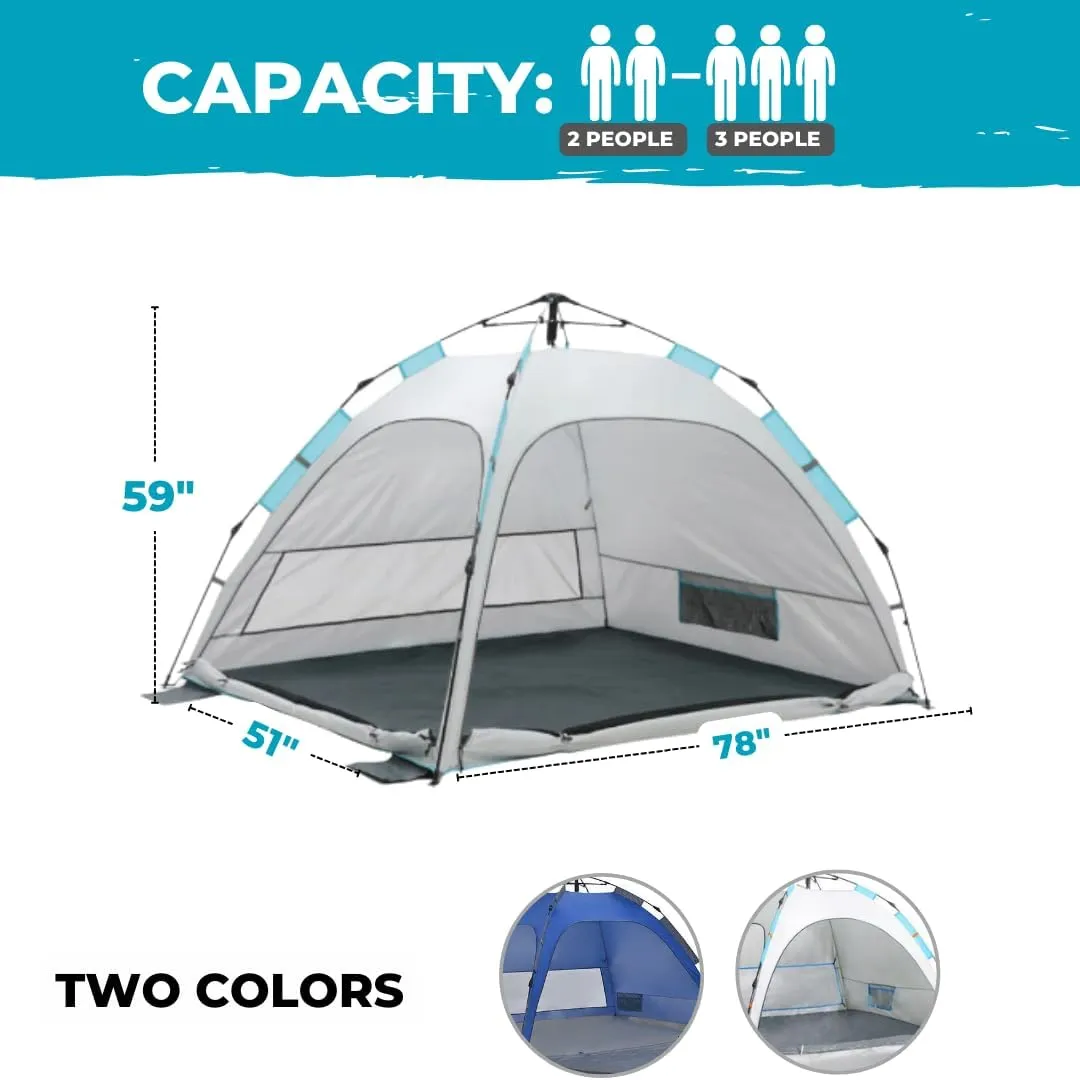 ROFFT Camping Tent, 3 Person Instant Pop Up Tent Water Resistant Three Layer Automatic Dome Tent, Large Lightweight 2 Seasons, Backpacking Tent for camping and beach Extensible Porch two mesh doors