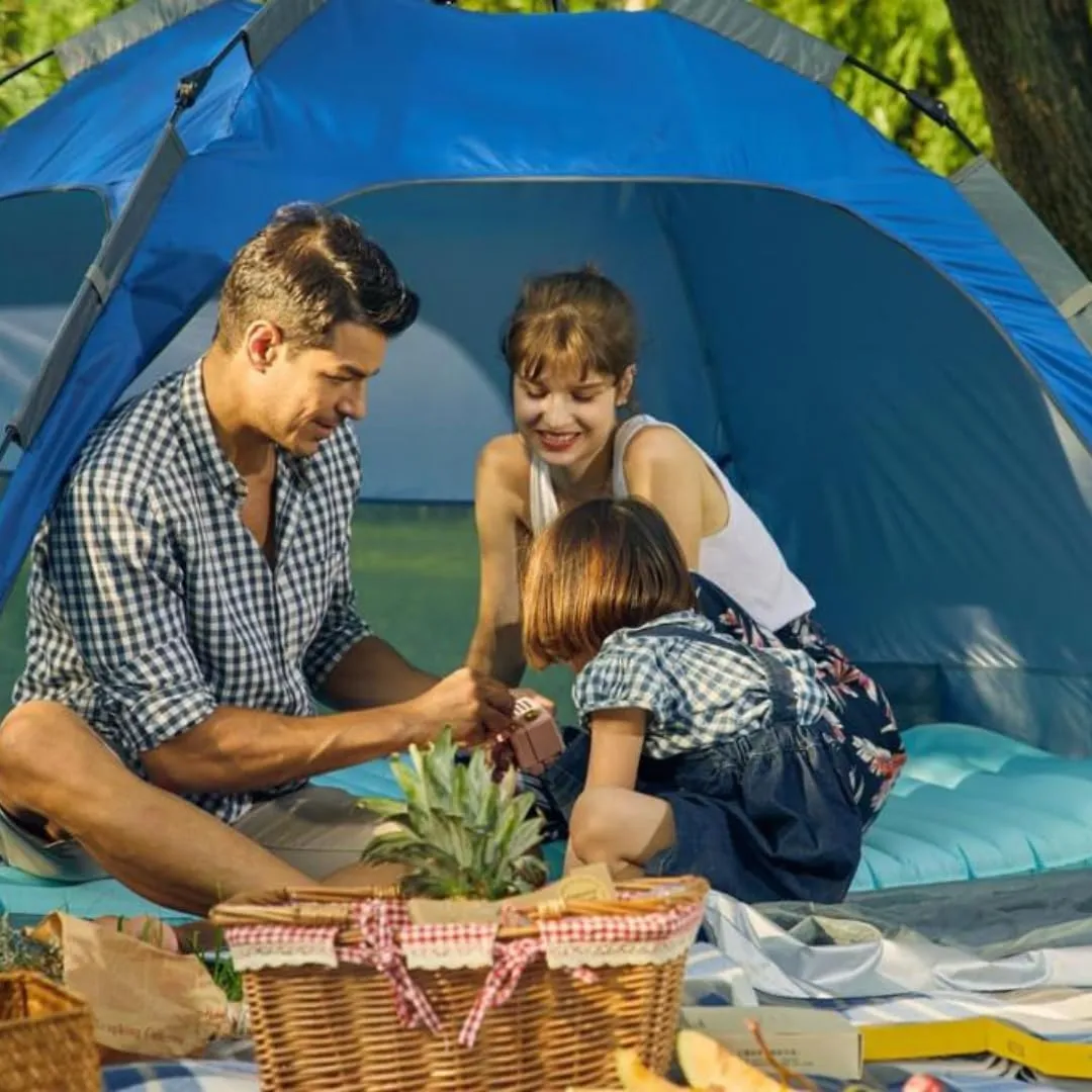ROFFT Camping Tent, 3 Person Instant Pop Up Tent Water Resistant Three Layer Automatic Dome Tent, Large Lightweight 2 Seasons, Backpacking Tent for camping and beach Extensible Porch two mesh doors