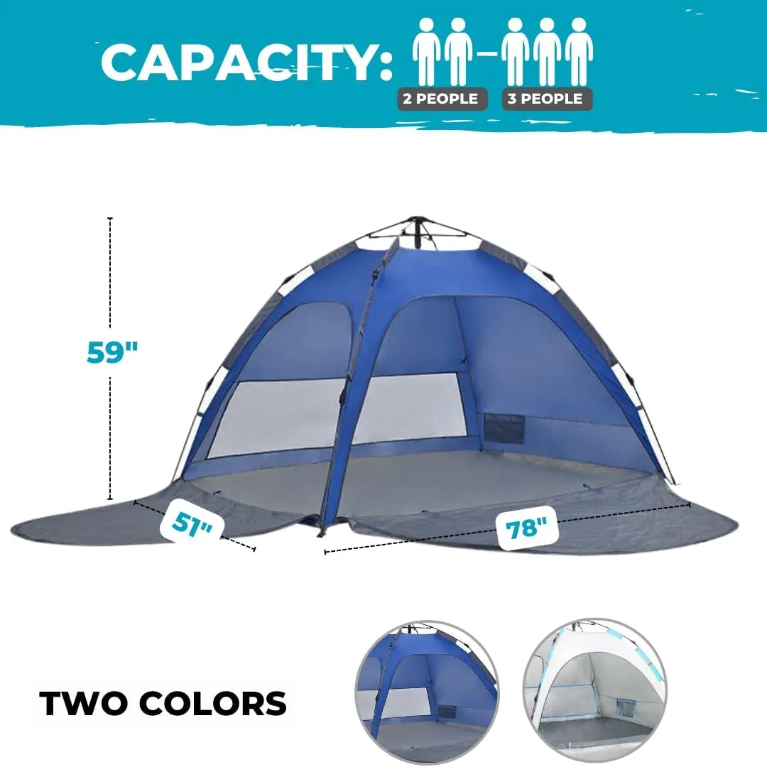 ROFFT Camping Tent, 3 Person Instant Pop Up Tent Water Resistant Three Layer Automatic Dome Tent, Large Lightweight 2 Seasons, Backpacking Tent for camping and beach Extensible Porch two mesh doors