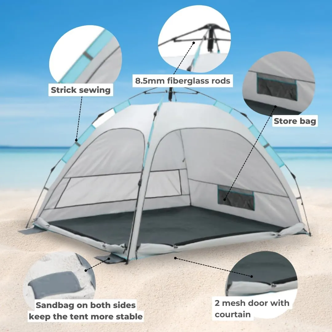 ROFFT Camping Tent, 3 Person Instant Pop Up Tent Water Resistant Three Layer Automatic Dome Tent, Large Lightweight 2 Seasons, Backpacking Tent for camping and beach Extensible Porch two mesh doors