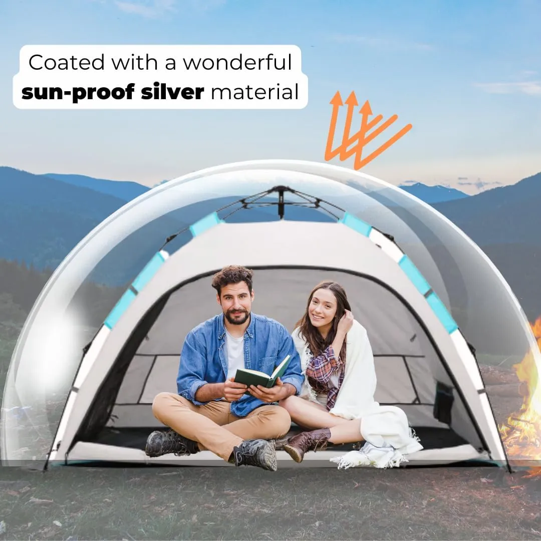 ROFFT Camping Tent, 3 Person Instant Pop Up Tent Water Resistant Three Layer Automatic Dome Tent, Large Lightweight 2 Seasons, Backpacking Tent for camping and beach Extensible Porch two mesh doors