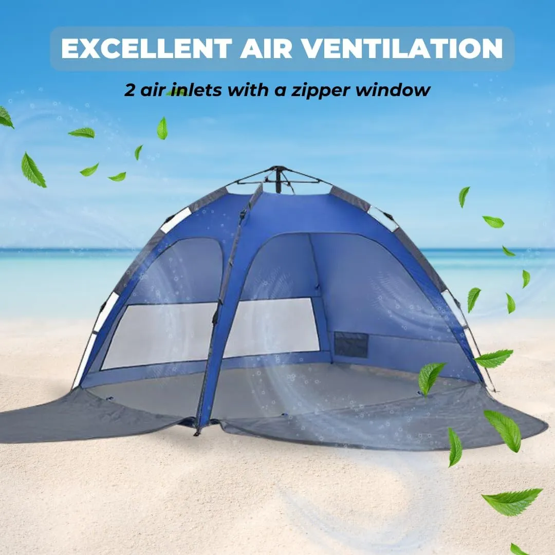 ROFFT Camping Tent, 3 Person Instant Pop Up Tent Water Resistant Three Layer Automatic Dome Tent, Large Lightweight 2 Seasons, Backpacking Tent for camping and beach Extensible Porch two mesh doors