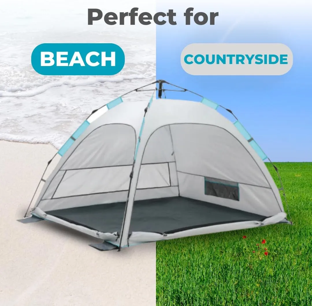 ROFFT Camping Tent, 3 Person Instant Pop Up Tent Water Resistant Three Layer Automatic Dome Tent, Large Lightweight 2 Seasons, Backpacking Tent for camping and beach Extensible Porch two mesh doors